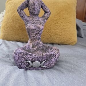 Purple and Black Meditation Statue Triple Moon Goddess Alter Offering Bowl